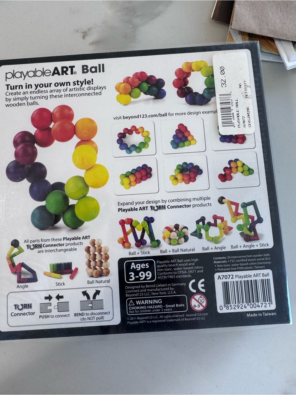 Montessori non toxic Playable ART Ball Wooden Connector Set - Multicolor